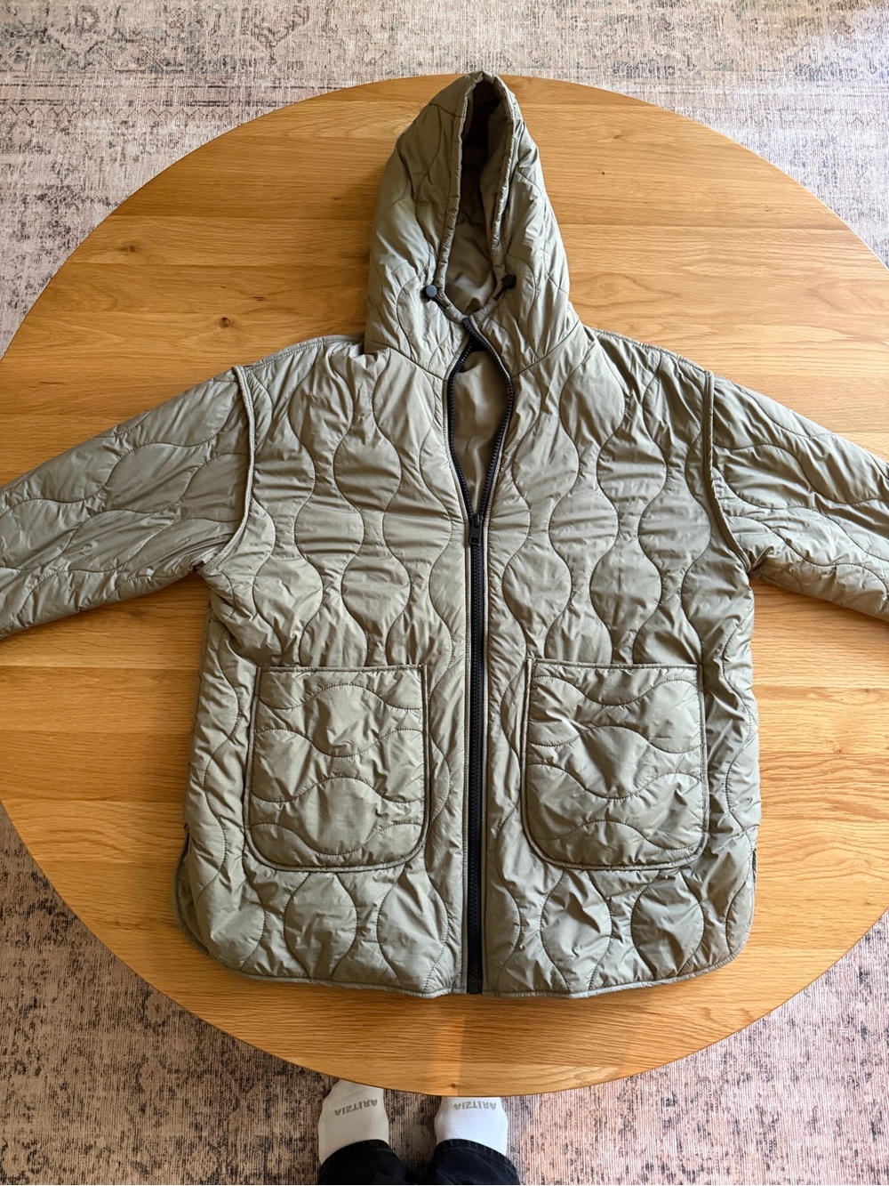 Zara - Olive Quilted Hooded Puffer Jacket